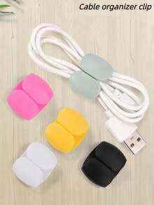 5pcs/10pcs New Creative Fashion Simple Cartoon Mixed Color Cable Organizer Clips, Suitable For Earphone Cables, Charger Cables, Data Cables, Computer Cables, Power Cords, Home Appliance Wires, Portable And Compact, Ideal For Home, Office, Travel, Dorm ,Travel Essential Bag - Multicolor - View 1
