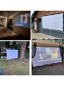 72-120 Inch White Projector Screen, Projection Screen16:9 HD Hanging Movie Screen Foldable Anti-Crease, For Outdoor, Indoor, Camping, Meeting Room - one-size - View 2