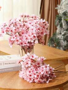 MEHELANY 1Pc Pink Artificial Cherry Blossom Branches Spring Peach Blossom Flowers Silk Plum Blossom Branches Vase Arrangements Faux Cherry Flowers For Woman Gift Table Centerpieces Home Wedding Party Decoration, DIY Craft Items, Anniversaries, Valentine's Day - Pink - View 2