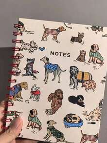 1本可爱小狗螺旋笔记本，外观高端，独特实用，A5/B5可拆卸记事本，学习用品，返校季礼物，万圣节礼物，圣诞节礼物 - 彩色 - 查看 6