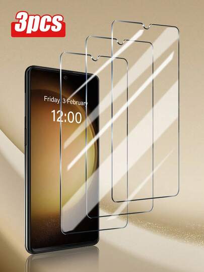 3-pack - Skärmskydd i härdat glas med hög upplösning, kompatibelt med Samsung A54, reptåligt, ultraklart och ljust, återgivning av naturliga färger, lämpligt för Galaxy A56/A14/S23FE/S24FE/A34/A15/A05s/A06/A25/A35/A55/A16/A26/A36/A56/A07/A17/S23FE/S24FE och andra modeller, ger omfattande skärmskydd