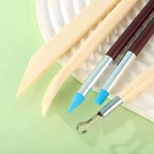 15件套软陶雕塑工具套装，包含陶艺造型工具和收纳袋，适用于DIY陶艺工艺品 - 彩色 - 查看 4