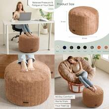 HIGOGOGO Pouf Ottoman Stuffed Round Modern Foam Filled Foot Rest Poufs For Living Room Chair Decorative 20 X 15 Inches Boho Relax Stool For Wedding Christmas Party Brown - Brown+20 Inch - View 1
