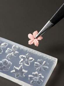 2 khuôn silicon hình cánh hoa mùa xuân, hoa ly và hoa anh đào, khuôn vẽ móng 3D tái sử dụng. - Trong sáng - Xem 8