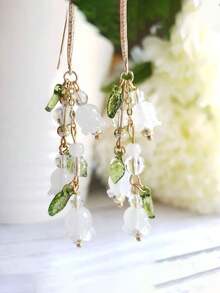 1pc Fashion Summer Long Tassel Pearl Drop Earrings, Suitable For Women's Daily Wear - Multicolor - View 2