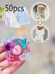 100粒/50粒/30粒/1粒 五合一洗衣凝珠，浓缩香氛衣物柔顺剂，持久留香去污剂，强效清洁洗衣珠，植物香氛，家居适用 - 彩色 - 查看 14