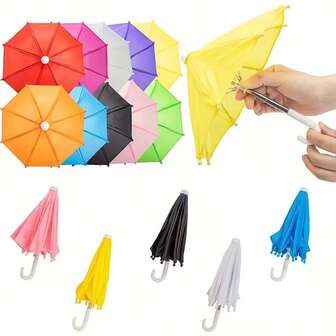 1/3/5支装迷你伞，18英寸娃娃配件：逼真可开合，迷你纸伞，花园装饰，适用于娃娃和微缩场景模型