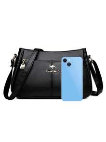 Túi da mềm cao cấp dung tích lớn, túi hình bánh bao dành cho nữ, túi đeo vai chéo đa năng thời trang mới, túi dành cho các bà mẹ trung niên, túi xách tay - màu đen - Xem 10