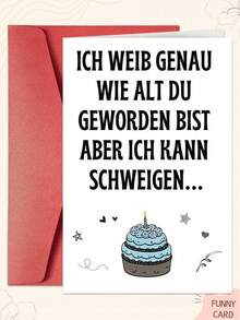 1张个性化高品质厚纸德语生日贺卡（含信封） - 祝您好运，适合送给家人/朋友及任何人，完美的生日礼物 - 彩色 - 查看 1