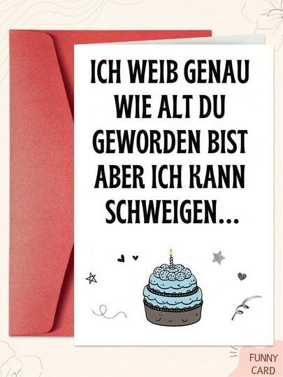 1 Thiệp chúc mừng sinh nhật tiếng Đức chất lượng cao, giấy dày, in theo yêu cầu (kèm phong bì) - Lời chúc may mắn, thích hợp cho gia đình/bạn bè và mọi người, món quà sinh nhật hoàn hảo.