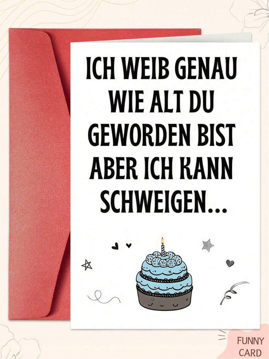 1张个性化高品质厚纸德语生日贺卡（含信封） - 祝您好运，适合送给家人/朋友及任何人，完美的生日礼物 - 彩色 - 查看 1