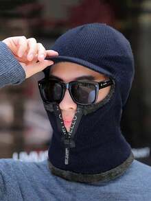 1 PC Knitted Hats, Men's And Women's Winter Cycling And Skiing Plus Wool Wool Hat Thickened Warm And Cold Bib One Head Set Electric Car Windproof Hat - Multicolor - View 7