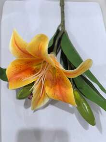 1 pieza Flor artificial de lirio azul de doble cabeza vintage - Decoración del hogar de primavera, adecuada para la mesa de la sala de estar, adornos de boda, flores artificiales, decoración del hogar - Multicolor - Ver 11