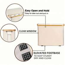 OrdoVault 1 件卫生纸收纳盒、纸巾盒、纸巾架、可折叠浴室配件、洗衣篮、600D 牛津布、竹框架和 4 个支撑杆、防滑底座，适用于家庭、卧室、浴室、卫生纸、卷纸、玩具收纳盒、万圣节、圣诞节、秋季浴室配件 - 彩色 - 查看 3