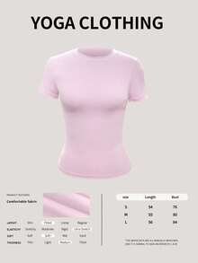 6pecil Women's Comfortable Sports T-Shirt, Suitable For Yoga, Gym Workout, Women's Summer Back To School Sportswear, Women's Sports Set, Slim & Comfortable, Suitable For All Body Types, Spring/Summer Style - Pink - View 3