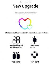 Lámpara con ventosa con forma de corazón alimentada por energía solar, iluminación creativa y colorida de novedad para coche, pared, jardín, patio, exterior, decoración de fiesta, luz de ambiente alimentada por energía solar - Lámpara solar en forma de corazón - Ver 3