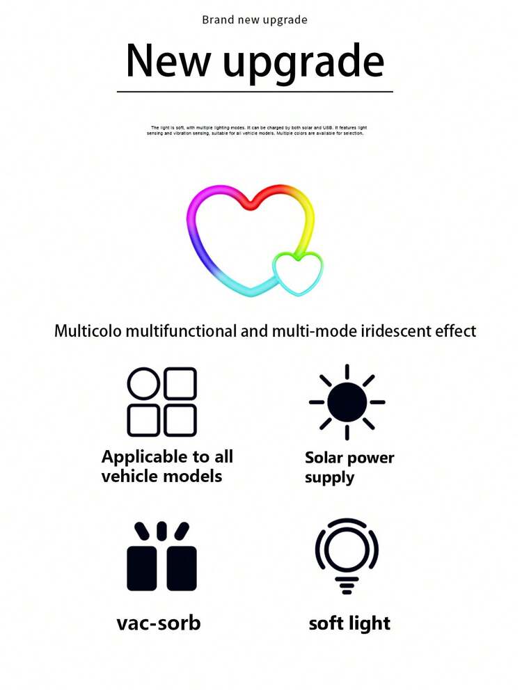 太阳能心形吸盘灯，色彩缤纷创意新奇照明灯，适用于汽车、墙壁、花园、庭院、户外、派对装饰，太阳能氛围灯 - 太陽能桃心燈 - 查看 3
