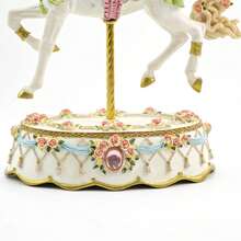 精美木马音乐盒，优雅欧式风格，情人节、庆祝活动、生日派对、家居装饰礼物 - 白色 - 查看 4