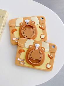 1 pezzo Custodia protettiva per tablet 9.7"/iPad 10th-2022/10.9" con casa da forno a forma di orso carino, rotazione a 360°, cover morbida in silicone per iPad Mini6 Mini7, Air 3, custodia protettiva con cartone animato di orso da forno - Multicolore - Visualizzare 3