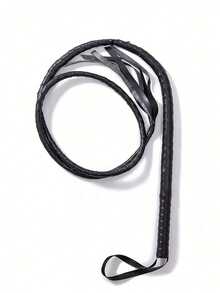 1pc Western Cowboy Black Leather Whip - Costume Accessory Whip, Suitable For Cowboy Role Play And Halloween - Black Whip - View 4
