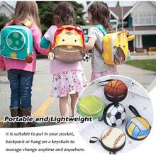 Monedero para Niños, 10 Piezas Kids Zero Wallet Cartoon Esférica Mini Monedero, Diseño con Cremallera, Adecuado para Niños, Adolescentes Aficionados al Deporte, Viene con un Llavero,38264141 - Multicolor - Ver 6