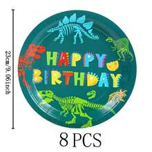 Dinosaur Happy Birthday Disposable Tableware Set, 7/9 Inch Party Plates, Disposable Paper Plates And Cups, Suitable For Holidays, Weddings, Engagements, Birthdays, Parties, Celebrations, Wedding Party Supplies - Multicolor - View 12