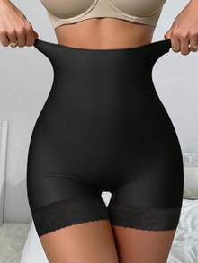 SEXYEYE High-Waist Seamless Shaping Panties For Women, Slip Shorts For Under Dress, Comfortable, Anti Chafing, Butt-Lifting, Slimming, And Posture-Adjusting Underwear, 1pc, Solid Color, Adjustable Fit, Sports Shorts, Seamless Design, Polyester Blend - 黑色 - 查看 4