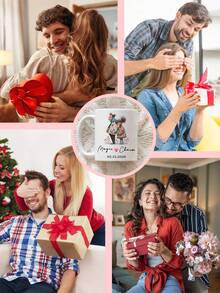 2个情侣定制马克杯 - 11盎司/15盎司 - 可定制您的设计和姓名 - 送给情侣、家人和朋友的礼物，双面印刷，定制先生和太太咖啡杯，适合情人节，个性化礼物，夫妻马克杯，情人节，旅行收纳 - 情侶 - 查看 7