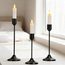 Elegant Candle Holder, Metal Candle Holder, Wedding Table Fireplace Candle Holder, Fireplace Party Room Decor, Christmas Tabletop Decor (Candles Not Included) - Metal Candle Holder Set Of 3 - View 12