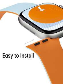 1条时尚创意蓝橙色硅胶表带，柔软纤薄，磁吸式表扣，适用于 Series 3/2/1/SE/6/5/4/Ultra，尺寸38/40/41/42/44/45/46/49毫米，适合户外运动、瑜伽和健身。 - 藍橙 - 查看 4