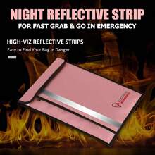 Bolsa de documentos ignfuga 15 x 11 pulgadas con 2 bolsillos y cierre impermeable, bolsa de dinero ignfuga, bolsa segura contra incendios con tira reflectante, sobre ignfugo para