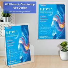 Brochure Holder Wall Mount 8.5x11 Clear Trifold Rack, Detachable Magnetic Rod, EasyCarry Design For Wall Or Desktop Display In Office, Retail, Trade Shows 4 Pack - 4Pack8511inch - View 4