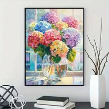 Kit de pintura de diamantes 5D - Flor de hortensia, pintura de diamantes completa, redonda, manualidades de bordado DIY, adecuado para adultos y principiantes, decoración de pared para el hogar/oficina, 30x40cm, gran regalo - Multicolor - Ver 3