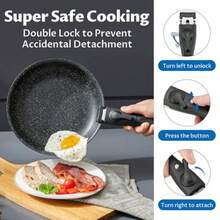 Induction Cookware Set 10 Pieces Nonstick Pots And Pans With Removable Handles For All Hobs Stackable Design Dishwasher Oven - màu đen - Xem 4