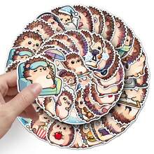 50pcs Cute Cartoon Hedgehog Stickers, Adorable Animal Series Stickers, Suitable For Laptop, Bumper, Skateboard, Water Bottle, Computer, Phone Case, School Decoration, Etc. Scratch-Resistant Decorative Stickers For Various Scenarios - Multicolor - View 6