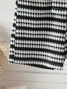 Baby Girls' Summer New Arrival Simple Black & White Striped Casual Fashion Vest & Shorts Set - Black and White - View 8