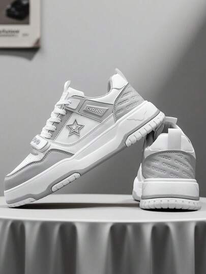 Zapatillas de skate casuales para hombres, con combinación de colores razonable, adecuadas para adolescentes en su vida diaria y salidas, cómodas, sencillas y generosas pero a la moda, con diseño de malla transpirable en la parte superior