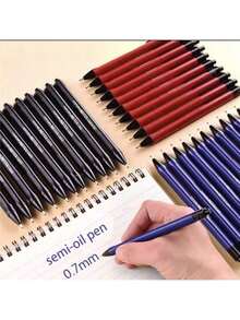 10支装半凝胶笔，黑色、蓝色和红色，0.7毫米，书写流畅，办公用品，学校用品，女士礼物，用于记笔记、绘画，学校办公用品，返校必备品。