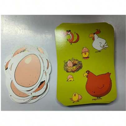 1 set de 67 cartas, que incluye 49 cartas regulares y 18 cartas con forma de huevo. Este adorable juego de cartas de crecimiento de pollitos es adecuado para juegos de estrategia interactivos multipersonales, ideal para noches de juegos, Halloween, Navidad y fiestas de Acción de Gracias.