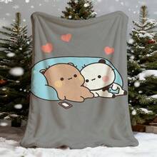 ZLIENSZUS DuDu Bear & BuBu Bear Flannel Throw Blanket - Ultra-Soft All-Season Cozy Blanket With Cute Cartoon Bear Couple Design, Mixed Colors Bed, Sofa, Camping - Home Decor, And Halloween Themes, Birthday Mother's Day Size 70x140cm/27. 56x55. 12 In - Nhiều màu - Xem 1
