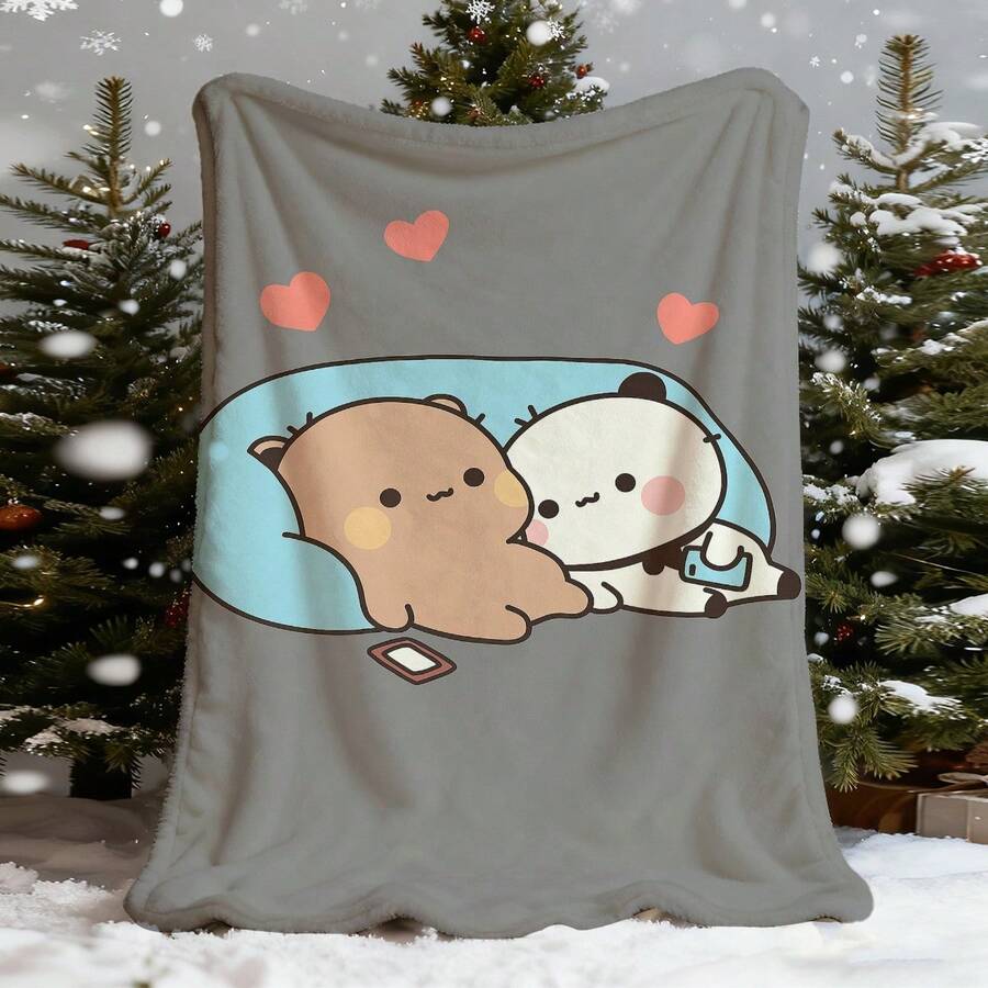 ZLIENSZUS DuDu Bear & BuBu Bear Flannel Throw Blanket - Ultra-Soft All-Season Cozy Blanket With Cute Cartoon Bear Couple Design, Mixed Colors Bed, Sofa, Camping - Home Decor, And Halloween Themes, Birthday Mother's Day Size 70x140cm/27. 56x55. 12 In - Nhiều màu - Xem 1