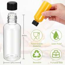 Revahope 16 Pack 2 Oz Shot Bottles With Caps, Mini Reusable Plastic Ginger Shots Bottle Leakproof Juice Shot Bottles With Lids For Juice, Oil And Liquid Samples, Small Containers For DIY, Travel - 白色 - 查看 3
