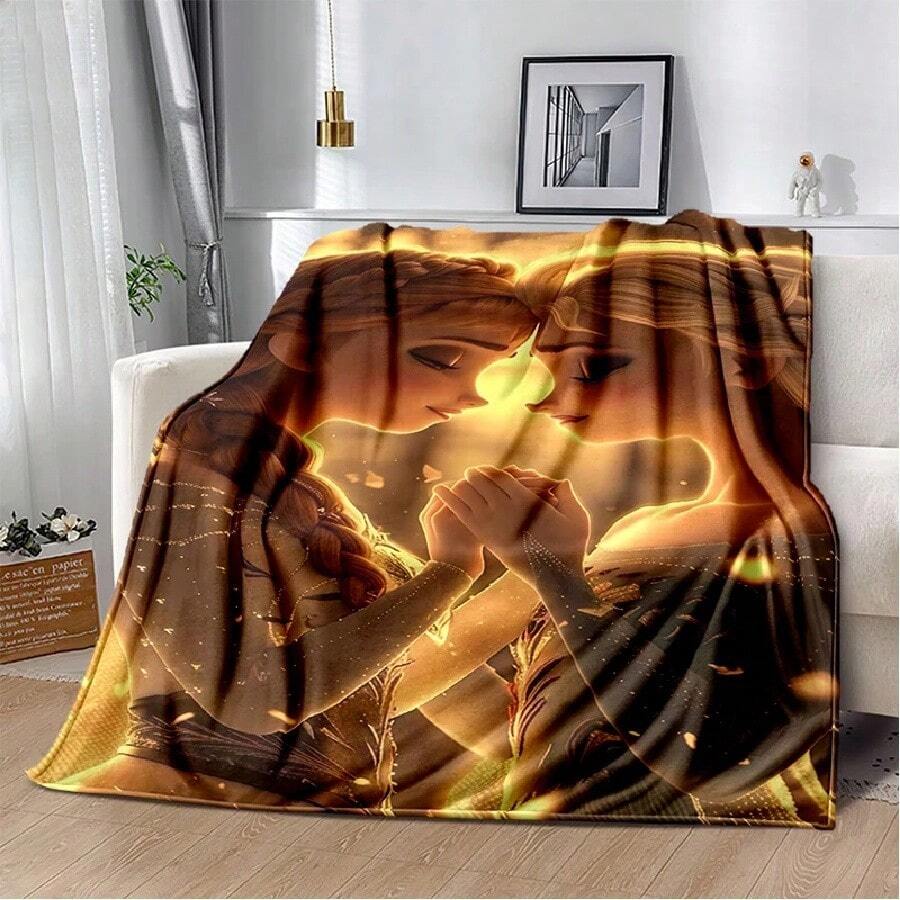Frozen Anna  Princess Cartoon Christmas Soft Flannel Blanket For Bed Bedroom Sofa Picnic,Throw Blanket For Cover Office Gift(27).Jpg - trắng - Xem 1