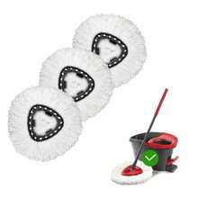 Mop Head Replacement, 3 Pack Spin Mop Refill Replace Head Compatible O Cedar Easywring 1-Tank System, Great Cleaning Power, Microfiber, Helper Housework, Machine Washable Easy-To-Replace, White - 白色 - 查看 1