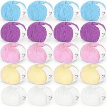 20 Skeins Cotton Yarn For Crocheting-55% Cotton 45% Acrylic-Super Soft Milk Cotton Yarn-Great Crochet And Knitting Starter Kit For Colorful Craft (Color B) - Color B - 查看 1