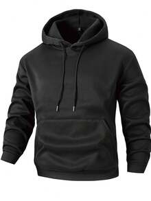 1pc Men's Plus Size Cartoon Print Hoodie Sweatshirt, Suitable For Casual Outings And Street Wear, Autumn/Winter - Black - View 2
