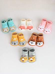 1 Pair Cute Cartoon Pattern Anti-Slip Dot Toddler Socks, Stay-On Design, Protect Feet, Suitable For Crawling Suits, With Elastic Band