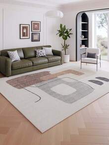 Geometric Pattern Luxurious Minimalist Style Indoor Decorative Rug, Faux Wool Material Living Room Sofa Carpet, Bedroom Rug, Bedside Anti-Slip Mat, Dining Room Kitchen Carpet, Office Chair Pad, Entryway Doormat, Outdoor Camping Blanket - Multicolor-1 - View 12