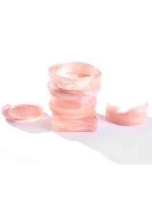 1Pc Women Acrylic Beacelet Fashion Asymmetrical Geometric Bangle Pink Series, For Ladies's Party, Valentine's Day Wedding And Daily Wear Jewelry - Style 1 - View 6
