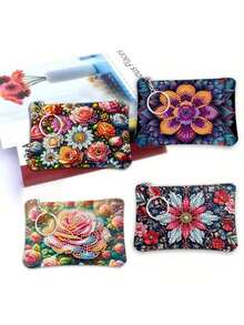 1 pieza Monedero con cremallera de pintura de diamantes floral DIY - Tamaño: 12cm*9.2cm/4.72in*3.62in, Patrones de mariposa, pavo real, gato, perro, Cartera de pintura de diamantes de cuero de PU, Adecuado para uso diario, viaje y almacenamiento, Monedero de monedas mini de moda y portador de tarjetas, Gran regalo para mujeres, amigos y familiares en cumpleaños, bodas, Acción de Gracias, Navidad, Año Nuevo y otras ocasiones - Multicolor - Ver 8